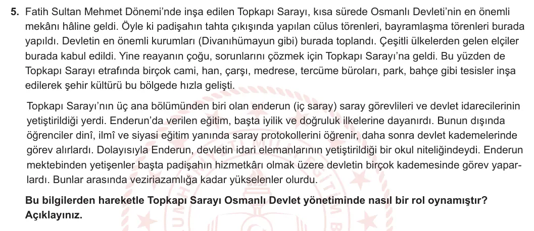 10. Sınıf Tarih 2023-2024 2. Dönem 2. Yazılı 1. Bölüm 5. Soru görseli (1/2)