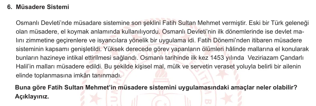 10. Sınıf Tarih 2023-2024 2. Dönem 2. Yazılı 1. Bölüm 6. Soru görseli (1/2)