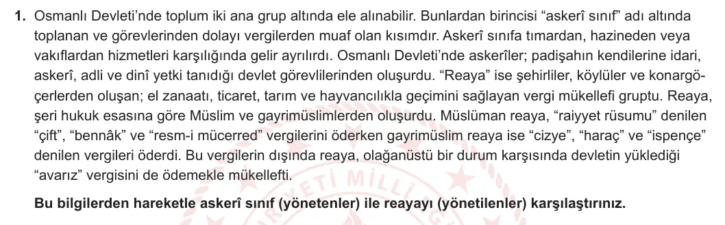 10. Sınıf Tarih 2023-2024 2. Dönem 2. Yazılı 2. Bölüm 1. Soru görseli (1/2)