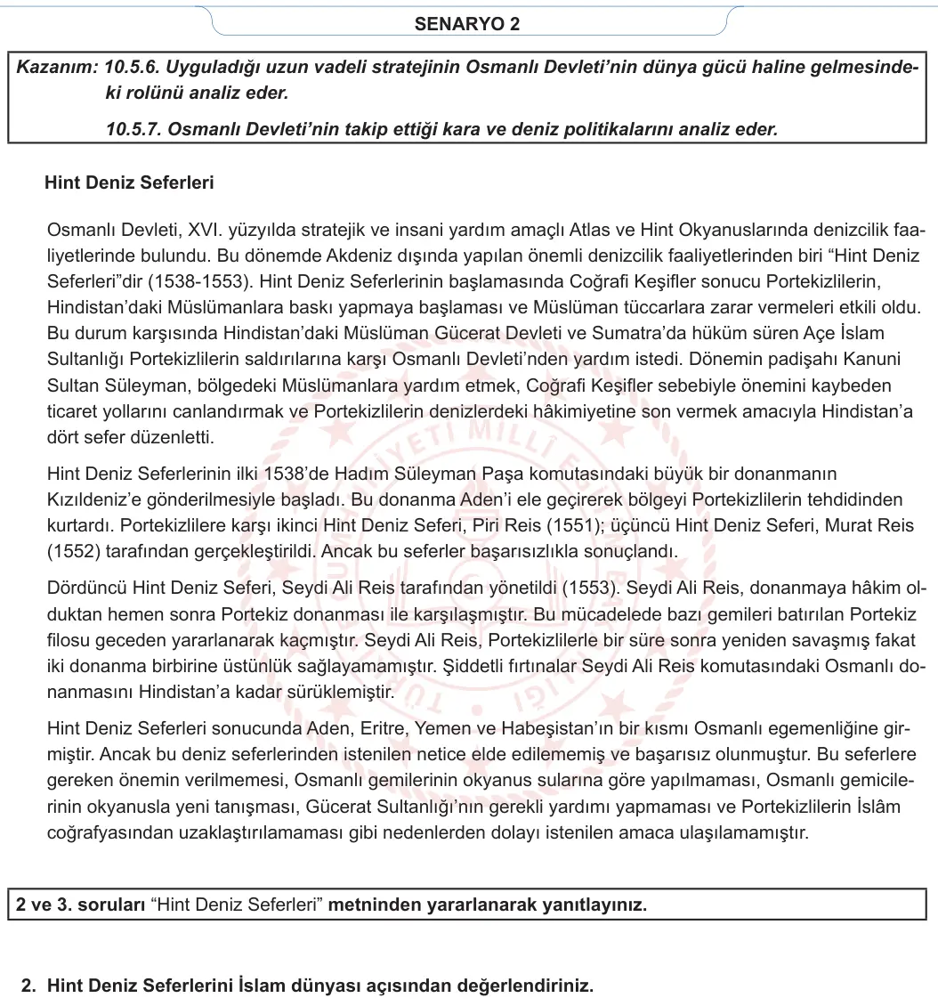 10. Sınıf Tarih 2023-2024 2. Dönem 2. Yazılı 2. Bölüm 1. Soru görseli (2/2)