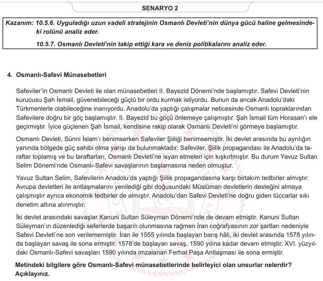 10. Sınıf Tarih 2023-2024 2. Dönem 2. Yazılı 2. Bölüm 3. Soru görseli (2/2)