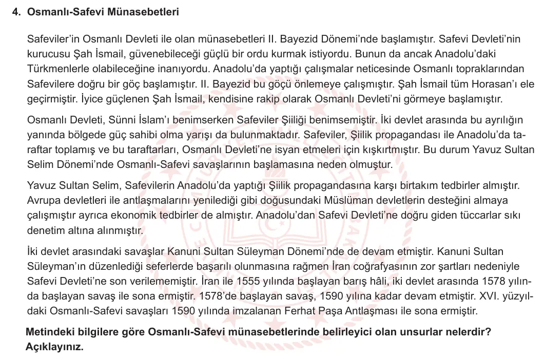 10. Sınıf Tarih 2023-2024 2. Dönem 2. Yazılı 2. Bölüm 4. Soru görseli