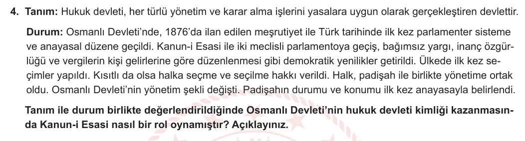 11. Sınıf Tarih 2023-2024 2. Dönem 2. Yazılı 2. Bölüm 4. Soru görseli