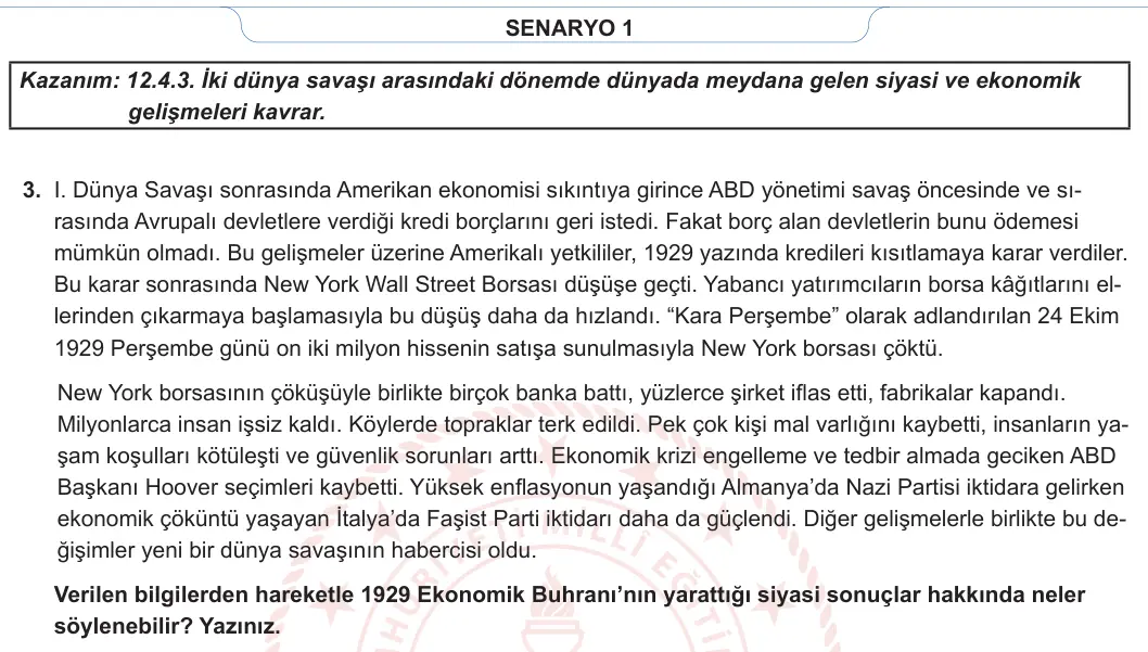 12. Sınıf T.C. İnkılap Tarihi ve Atatürkçülük 2023-2024 2. Dönem 2. Yazılı 1. Bölüm 2. Soru görseli (2/2)