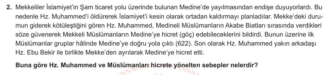 9. Sınıf Tarih 2023-2024 2. Dönem 2. Yazılı 1. Bölüm 2. Soru görseli (1/2)