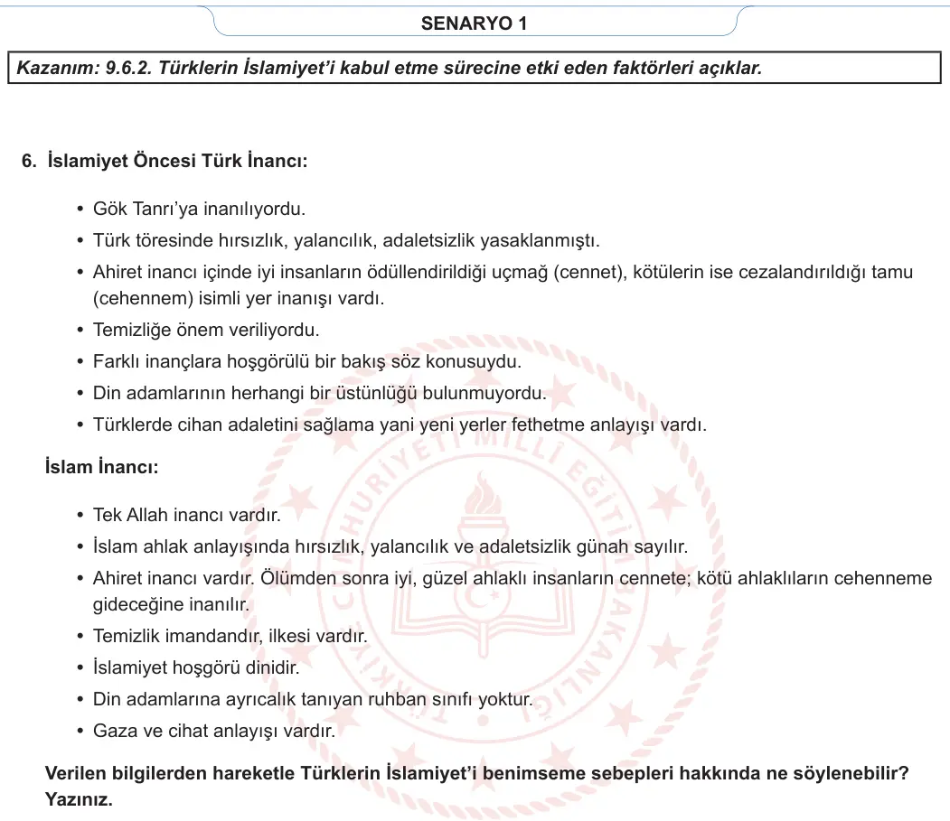 9. Sınıf Tarih 2023-2024 2. Dönem 2. Yazılı 1. Bölüm 5. Soru görseli (2/2)