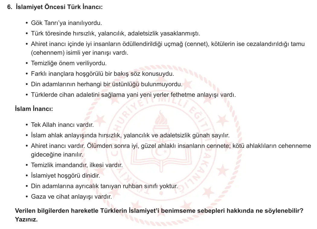 9. Sınıf Tarih 2023-2024 2. Dönem 2. Yazılı 1. Bölüm 6. Soru görseli (1/2)