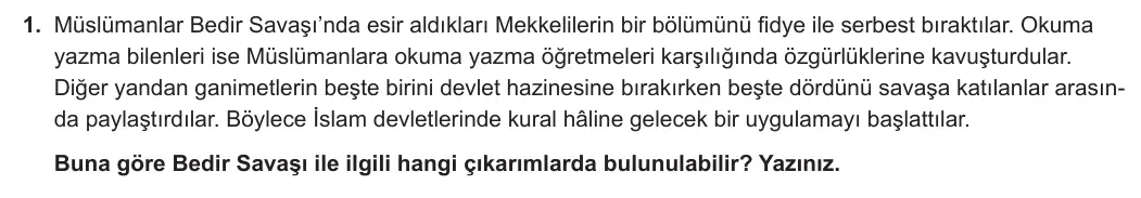 9. Sınıf Tarih 2023-2024 2. Dönem 2. Yazılı 2. Bölüm 1. Soru görseli (1/2)