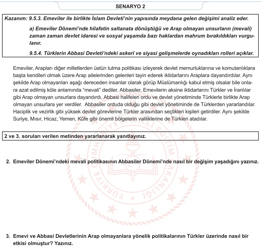 9. Sınıf Tarih 2023-2024 2. Dönem 2. Yazılı 2. Bölüm 1. Soru görseli (2/2)
