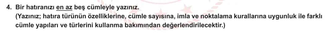 10. Sınıf Türk Dili ve Edebiyatı 2023-2024 2. Dönem 2. Yazılı 2. Bölüm 4. Soru görseli