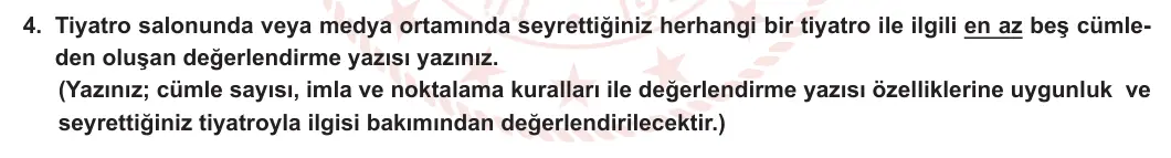 11. Sınıf Türk Dili ve Edebiyatı 2023-2024 2. Dönem 2. Yazılı 2. Bölüm 4. Soru görseli