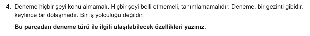 12. Sınıf Türk Dili ve Edebiyatı 2023-2024 2. Dönem 2. Yazılı 1. Bölüm 4. Soru görseli