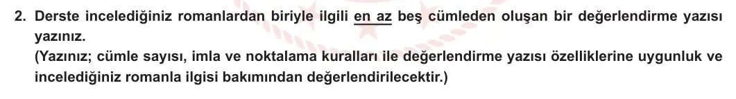 12. Sınıf Türk Dili ve Edebiyatı 2023-2024 2. Dönem 2. Yazılı 2. Bölüm 2. Soru görseli