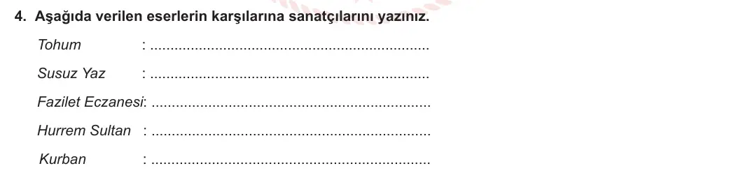 12. Sınıf Türk Dili ve Edebiyatı 2023-2024 2. Dönem 2. Yazılı 2. Bölüm 4. Soru görseli