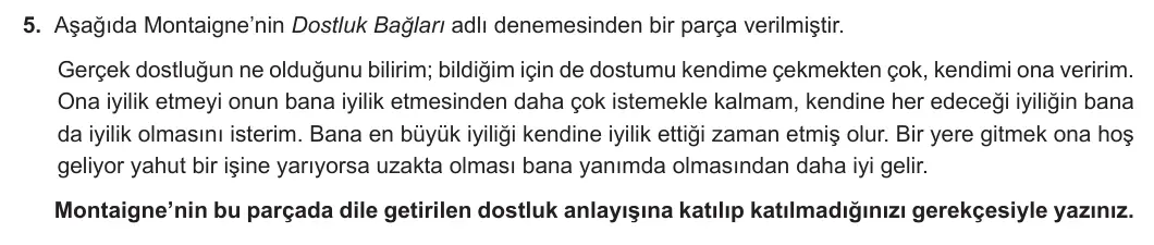 12. Sınıf Türk Dili ve Edebiyatı 2023-2024 2. Dönem 2. Yazılı 2. Bölüm 5. Soru görseli