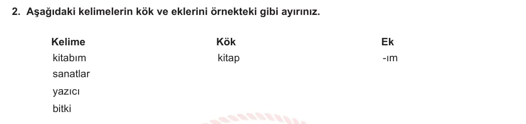 5. Sınıf Türkçe 2023-2024 2. Dönem 2. Yazılı 1. Bölüm 2. Soru görseli