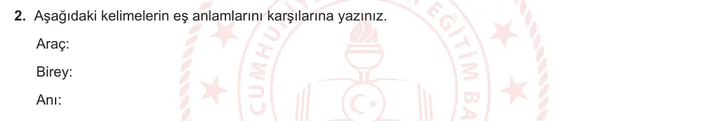 5. Sınıf Türkçe 2023-2024 2. Dönem 2. Yazılı 2. Bölüm 2. Soru görseli