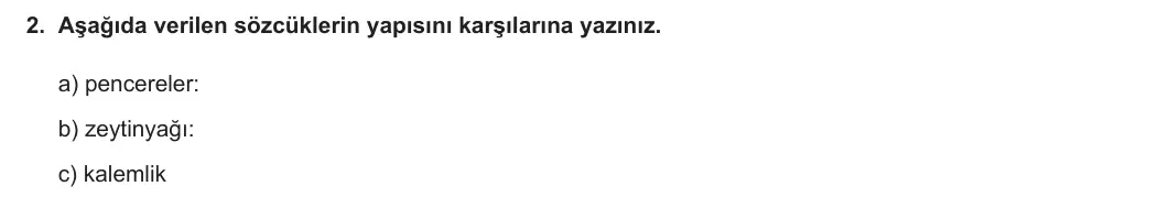 6. Sınıf Türkçe 2023-2024 2. Dönem 2. Yazılı 1. Bölüm 2. Soru (Anka Kuşu Yayınları) görseli