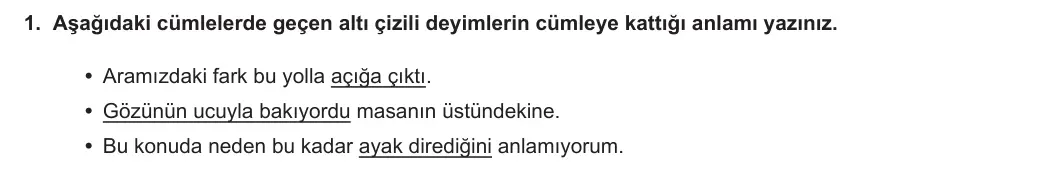 6. Sınıf Türkçe 2023-2024 2. Dönem 2. Yazılı 2. Bölüm 1. Soru (MEB Yayınları) görseli
