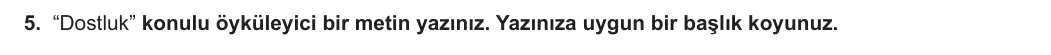 6. Sınıf Türkçe 2023-2024 2. Dönem 2. Yazılı 2. Bölüm 5. Soru (MEB Yayınları) görseli
