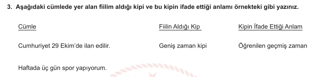 7. Sınıf Türkçe 2023-2024 2. Dönem 2. Yazılı 2. Bölüm 3. Soru görseli