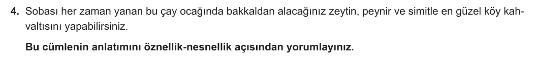 8. Sınıf Türkçe 2023-2024 2. Dönem 2. Yazılı 1. Bölüm 4. Soru (Ferman Yayınları) görseli