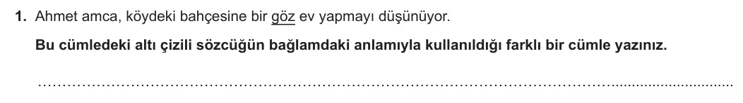 8. Sınıf Türkçe 2023-2024 2. Dönem 2. Yazılı 1. Bölüm 1. Soru (MEB Yayınları) görseli