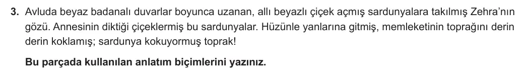 8. Sınıf Türkçe 2023-2024 2. Dönem 2. Yazılı 1. Bölüm 3. Soru (MEB Yayınları) görseli