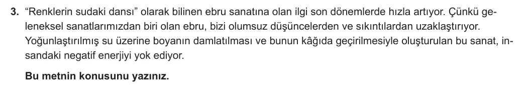 8. Sınıf Türkçe 2023-2024 2. Dönem 2. Yazılı 2. Bölüm 3. Soru (MEB Yayınları) görseli