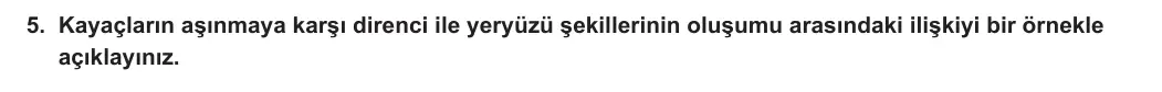 10. Sınıf Coğrafya 2024-2025 1. Dönem 1. Yazılı 5. Soru görseli