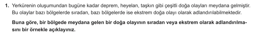 12. Sınıf Coğrafya 2024-2025 1. Dönem 1. Yazılı 1. Soru görseli