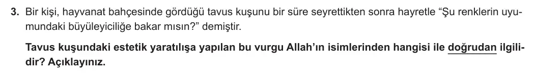 10. Sınıf Din Kültürü ve Ahlak Bilgisi 2024-2025 1. Dönem 1. Yazılı 3. Soru görseli