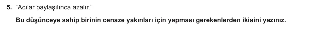 11. Sınıf Din Kültürü ve Ahlak Bilgisi 2024-2025 1. Dönem 1. Yazılı 5. Soru görseli