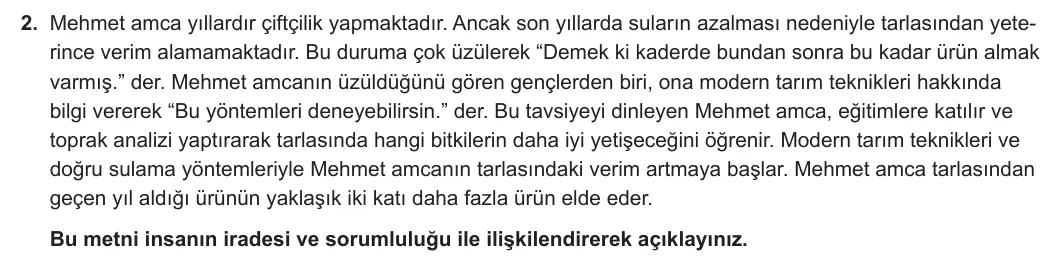 8. Sınıf Din Kültürü ve Ahlak Bilgisi 2024-2025 1. Dönem 1. Yazılı 2. Soru görseli