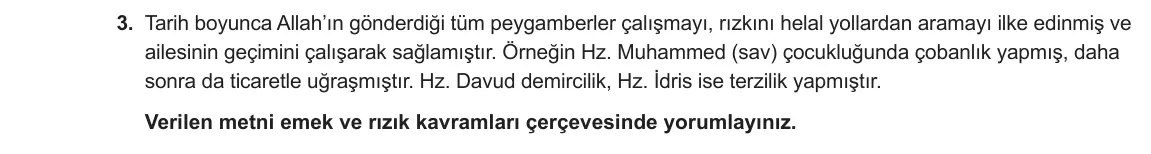 8. Sınıf Din Kültürü ve Ahlak Bilgisi 2024-2025 1. Dönem 1. Yazılı 3. Soru görseli