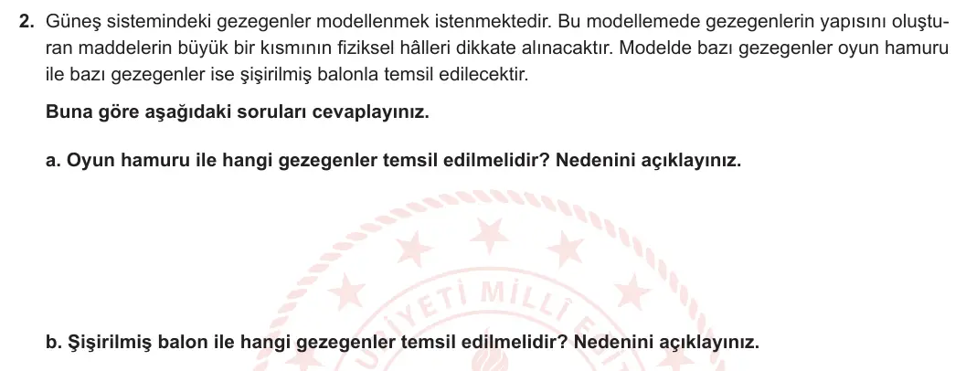 6. Sınıf Fen Bilimleri 2024-2025 1. Dönem 1. Yazılı 2. Soru görseli