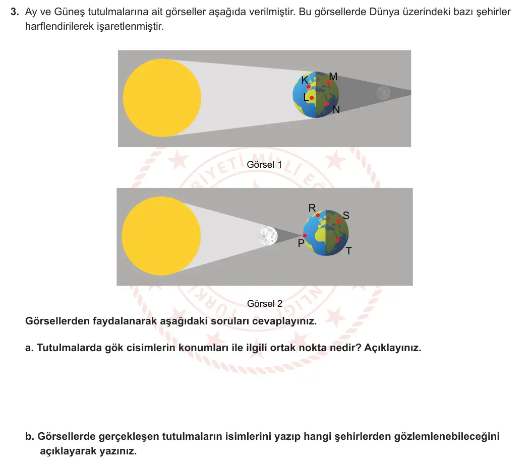 6. Sınıf Fen Bilimleri 2024-2025 1. Dönem 1. Yazılı 3. Soru görseli