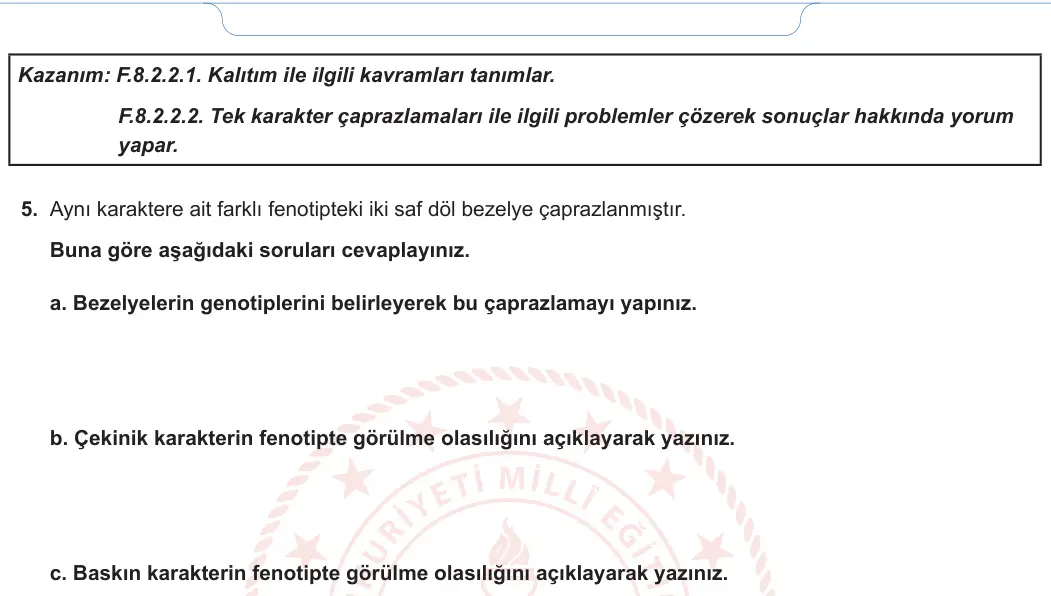 8. Sınıf Fen Bilimleri 2024-2025 1. Dönem 1. Yazılı 4. Soru görseli (2/2)