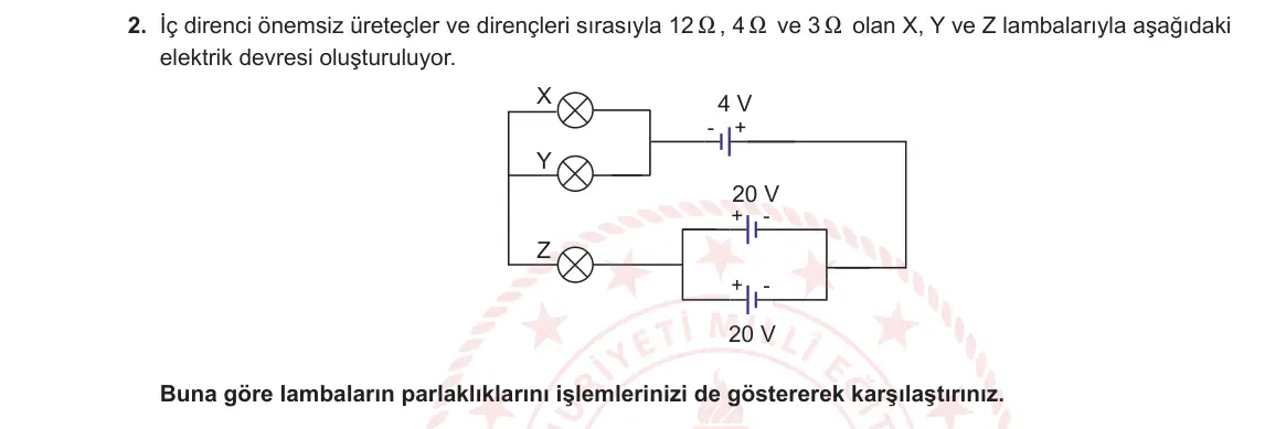 10. Sınıf Fizik 2024-2025 1. Dönem 1. Yazılı 2. Soru görseli