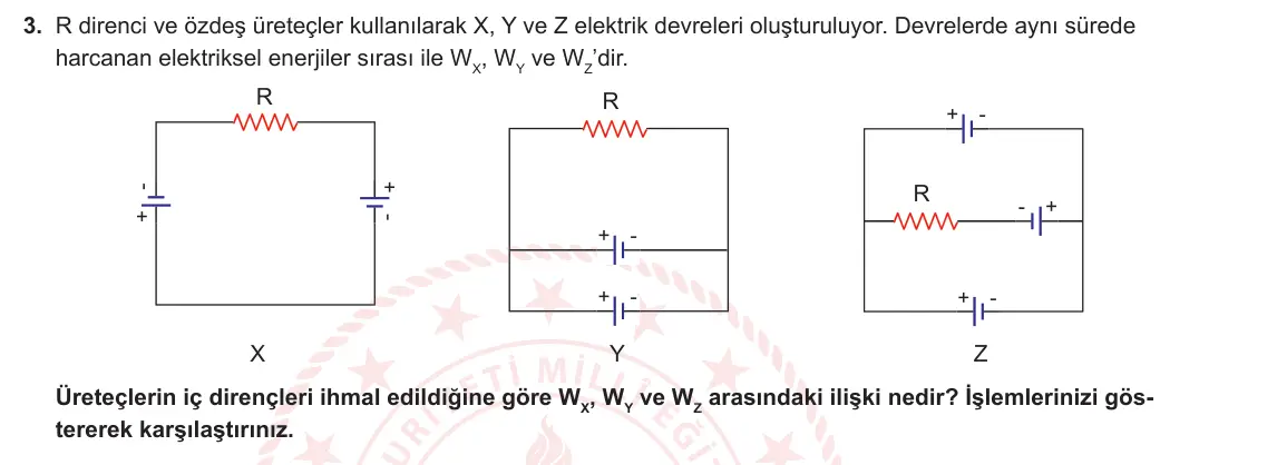 10. Sınıf Fizik 2024-2025 1. Dönem 1. Yazılı 3. Soru görseli