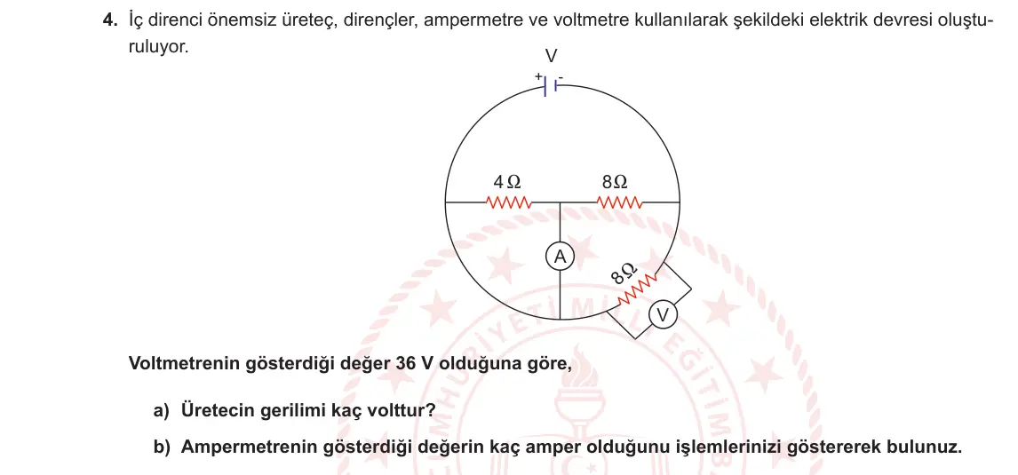 10. Sınıf Fizik 2024-2025 1. Dönem 1. Yazılı 4. Soru görseli