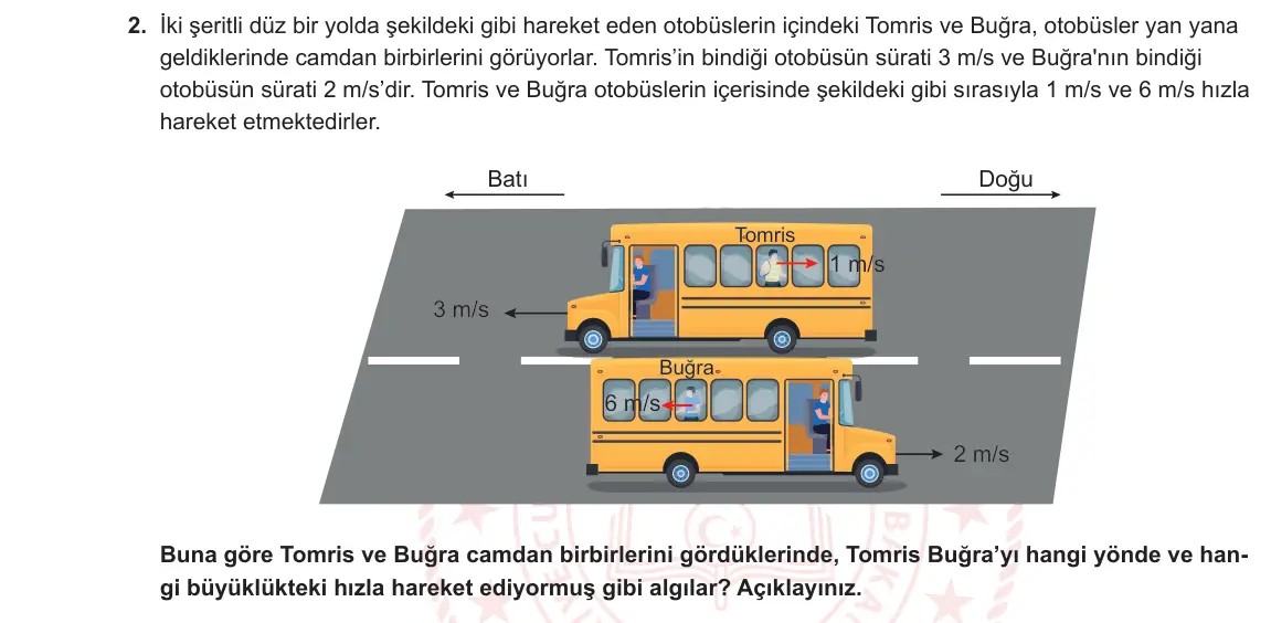 11. Sınıf Fizik 2024-2025 1. Dönem 1. Yazılı 2. Soru görseli