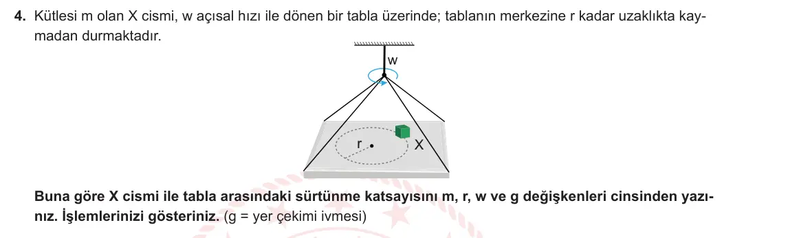 12. Sınıf Fizik 2024-2025 1. Dönem 1. Yazılı 4. Soru görseli