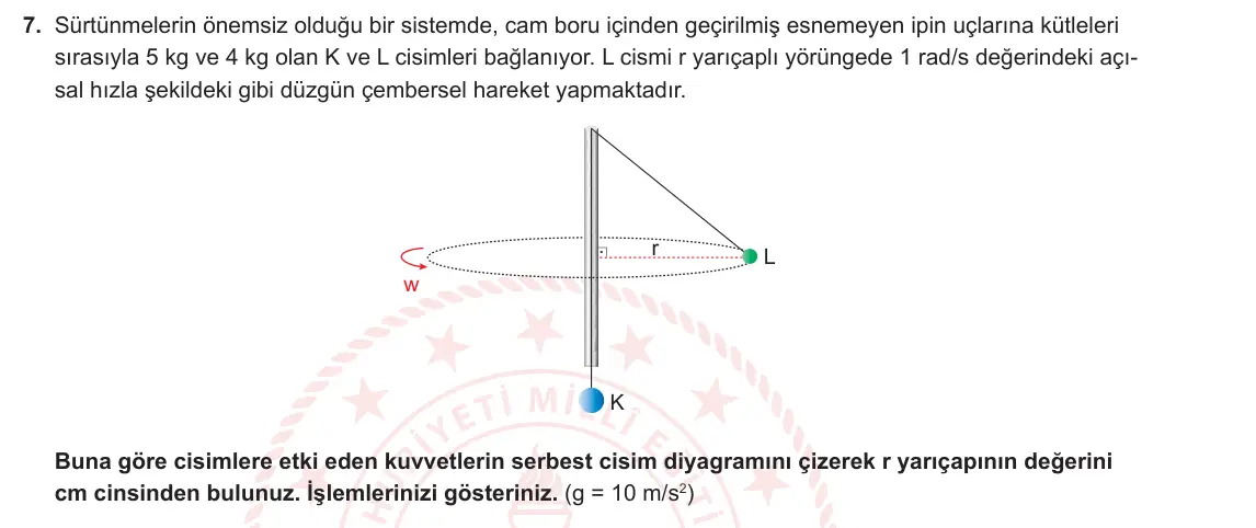 12. Sınıf Fizik 2024-2025 1. Dönem 1. Yazılı 7. Soru görseli