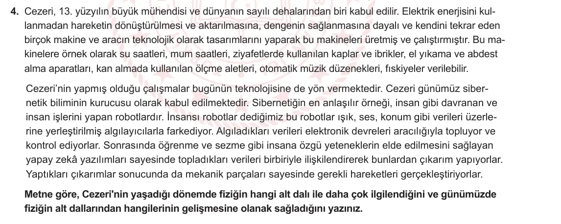 9. Sınıf Fizik 2024-2025 1. Dönem 1. Yazılı 4. Soru görseli