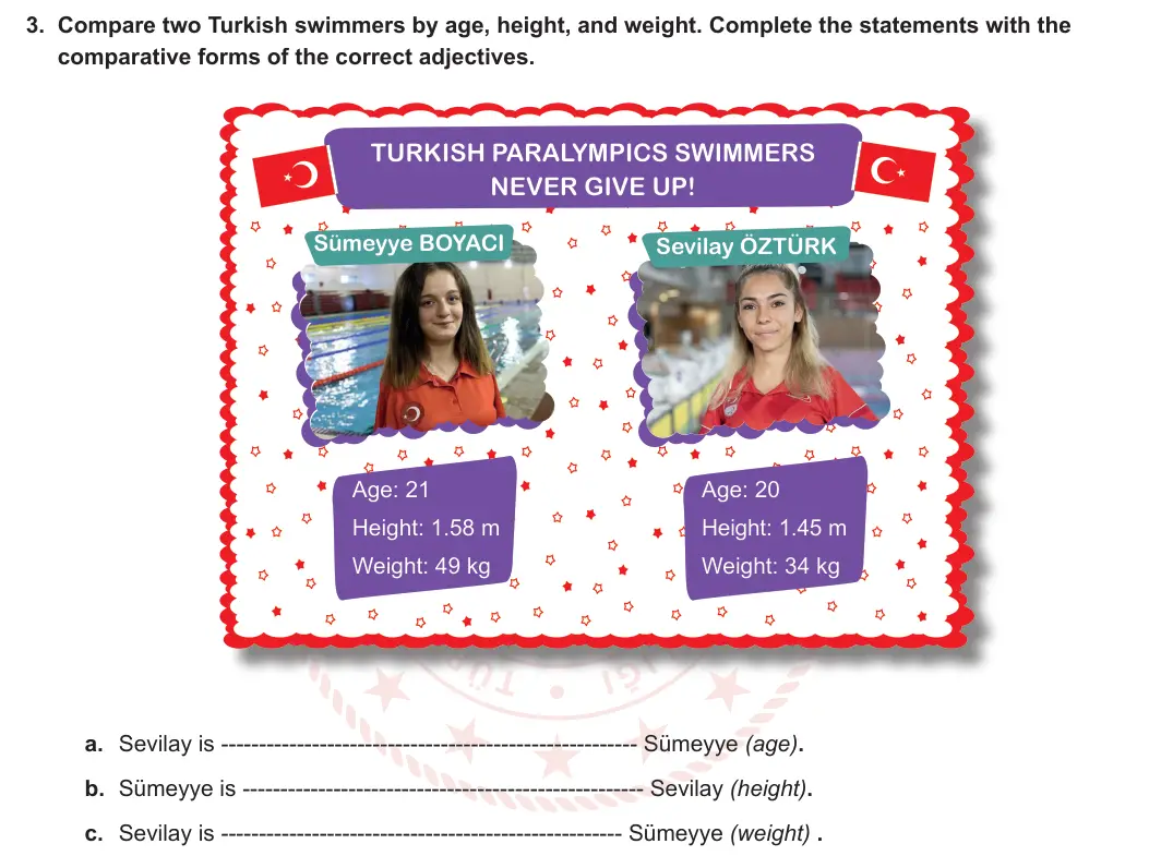 7. Sınıf İngilizce 2024-2025 1. Dönem 1. Yazılı 3. Soru görseli (1/2)