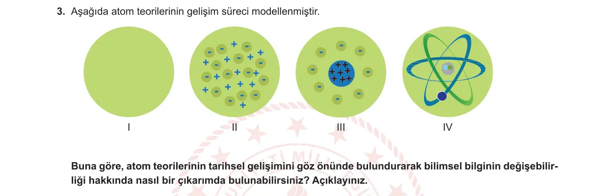 9. Sınıf Kimya 2024-2025 1. Dönem 1. Yazılı 3. Soru görseli