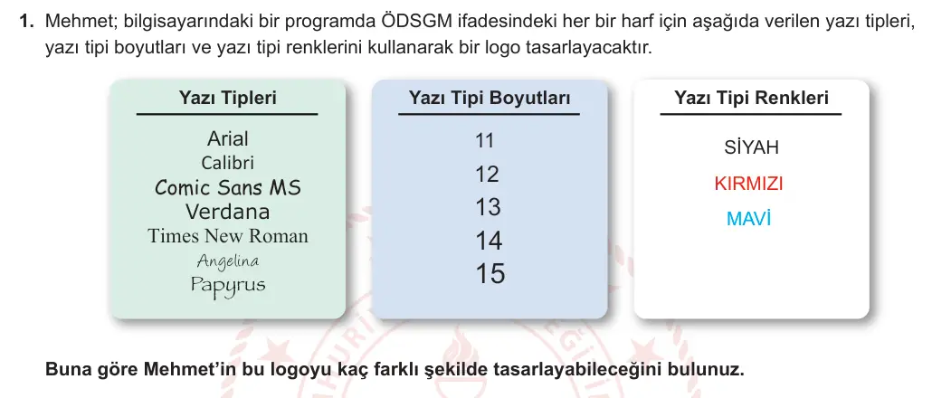 10. Sınıf Matematik 2024-2025 1. Dönem 1. Yazılı 1. Soru görseli