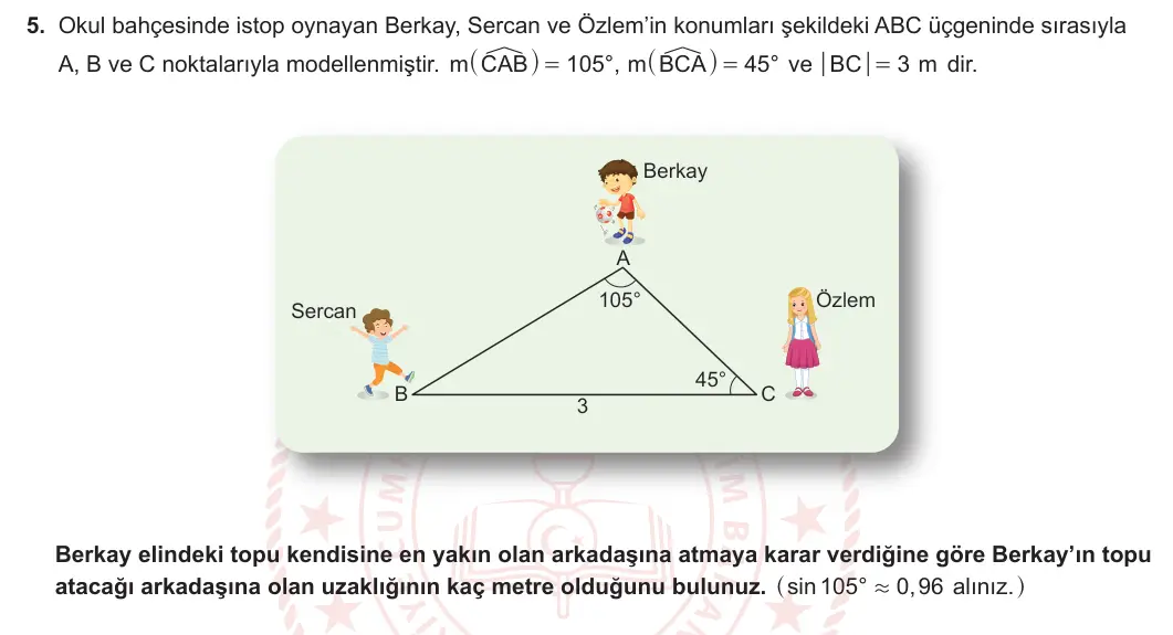 11. Sınıf Matematik 2024-2025 1. Dönem 1. Yazılı 5. Soru görseli