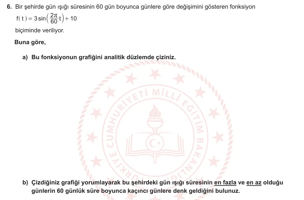 11. Sınıf Matematik 2024-2025 1. Dönem 1. Yazılı 6. Soru görseli